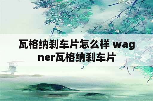 瓦格纳刹车片怎么样 wagner瓦格纳刹车片