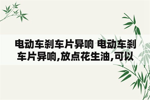 电动车刹车片异响 电动车刹车片异响,放点花生油,可以的吗