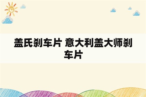 盖氏刹车片 意大利盖大师刹车片