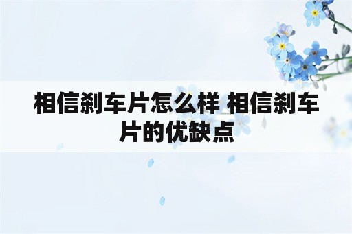 相信刹车片怎么样 相信刹车片的优缺点