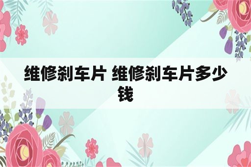 维修刹车片 维修刹车片多少钱