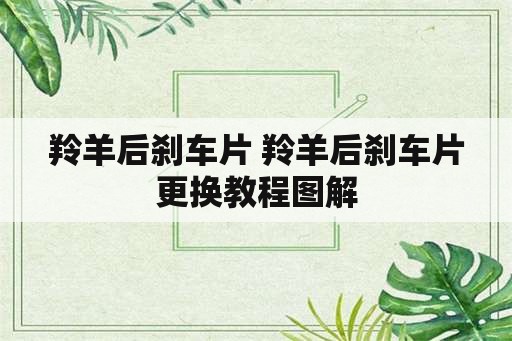 羚羊后刹车片 羚羊后刹车片更换教程图解