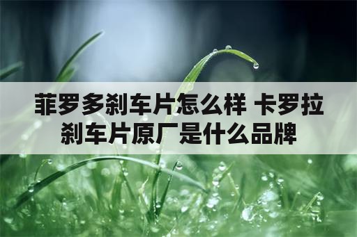 菲罗多刹车片怎么样 卡罗拉刹车片原厂是什么品牌