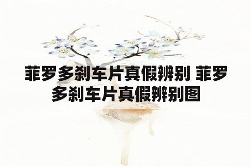 菲罗多刹车片真假辨别 菲罗多刹车片真假辨别图