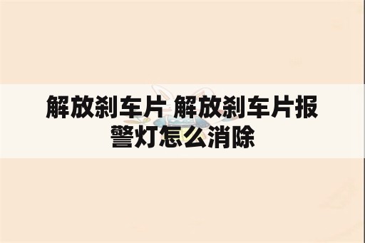 解放刹车片 解放刹车片报警灯怎么消除