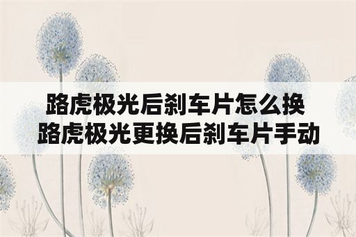 路虎极光后刹车片怎么换 路虎极光更换后刹车片手动维修模式