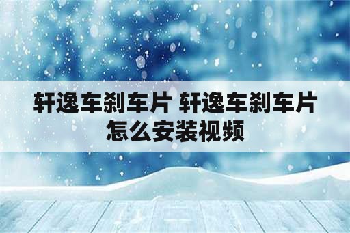 轩逸车刹车片 轩逸车刹车片怎么安装视频