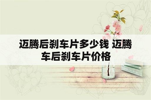 迈腾后刹车片多少钱 迈腾车后刹车片价格