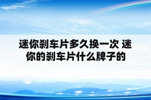 迷你刹车片多久换一次 迷你的刹车片什么牌子的