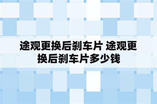 途观更换后刹车片 途观更换后刹车片多少钱