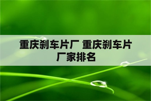 重庆刹车片厂 重庆刹车片厂家排名