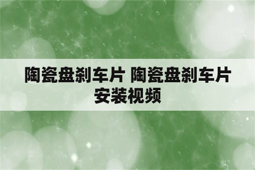 陶瓷盘刹车片 陶瓷盘刹车片安装视频