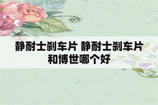 静耐士刹车片 静耐士刹车片和博世哪个好