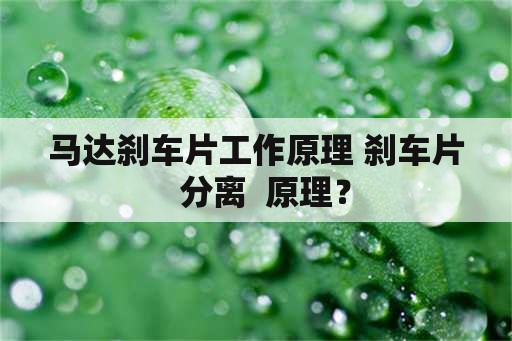 马达刹车片工作原理 刹车片  分离  原理？