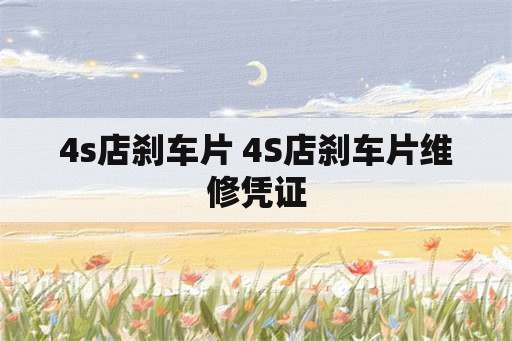 4s店刹车片 4S店刹车片维修凭证