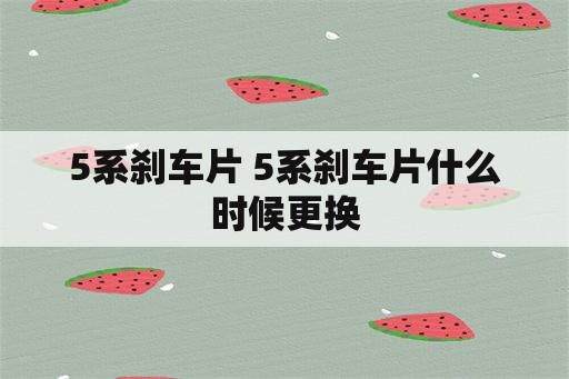 5系刹车片 5系刹车片什么时候更换