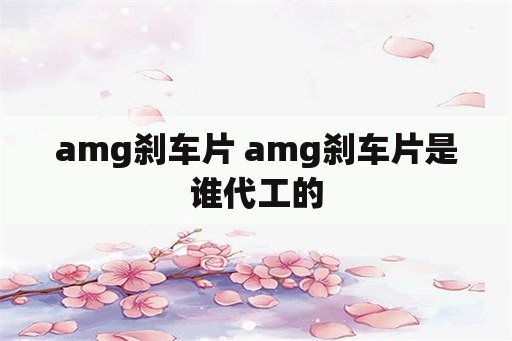 amg刹车片 amg刹车片是谁代工的